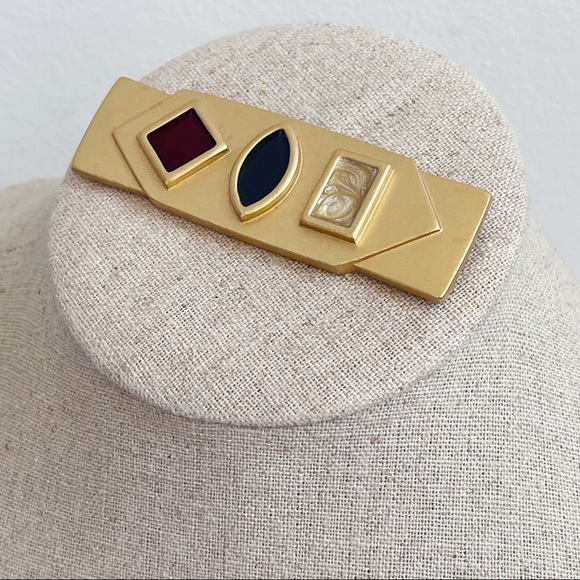 Vintage Monet Gold Tone Enamel Statement Brooch - Picture 7 of 9